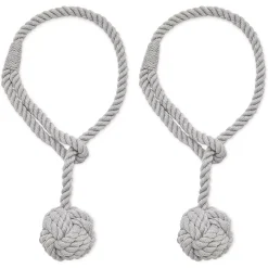 Okuna Outpost Light Grey Rope Curtain Tiebacks, Holdbacks For Drapes (20 Inches, 2 Pack) -Greenland Home Fashions Shop 6149890 ALT3
