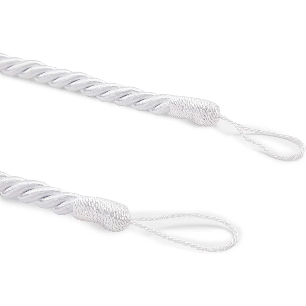 Okuna Outpost White Rope Curtain Tiebacks With Hooks, Holdbacks For Drapes (26 In, 2 Pairs) 6 Okuna Outpost White Rope Curtain Tiebacks With Hooks, Holdbacks For Drapes (26 In, 2 Pairs) - Image 4