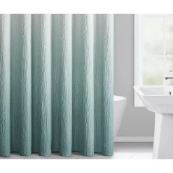 Kate Aurora Spa Essential Aqua Crushed Ombre Fabric Shower Curtain - 72 In. W X 72 In. L -Greenland Home Fashions Shop 6224315 ALT2