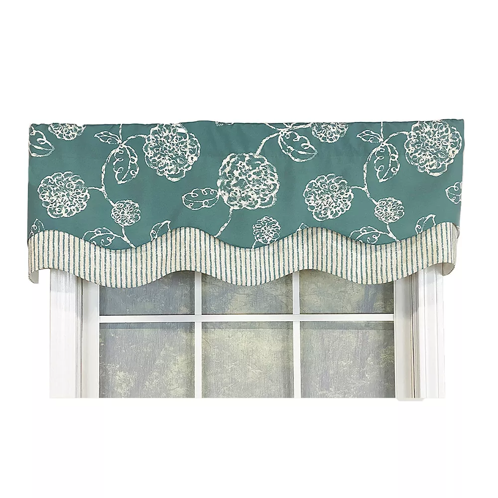 RLF Home Pouf Floral Glory Valance Rod Pocket, Layered. 3 RLF Home Pouf Floral Glory Valance Rod Pocket, Layered.