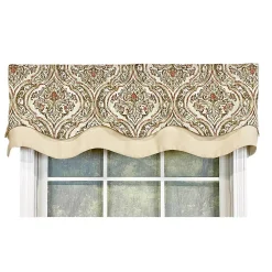RLF Home Diamond Damask Glory Valance Rod Pocket, Layered