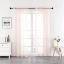 Kate Aurora 2 Piece Rose Pink Colored Rod Pocket Sheer Voile Window Curtains