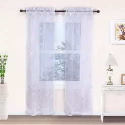 Superior Lattice Set Of 2 Sheer Window Curtain Panels